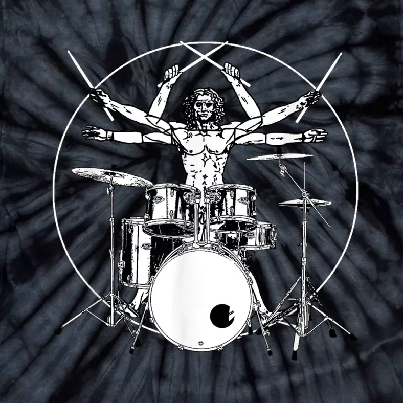 Da Vinci Vitruvian Man Drummer Tie-Dye T-Shirt