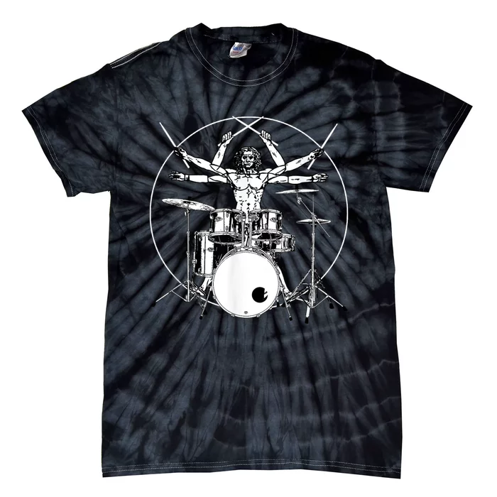 Da Vinci Vitruvian Man Drummer Tie-Dye T-Shirt