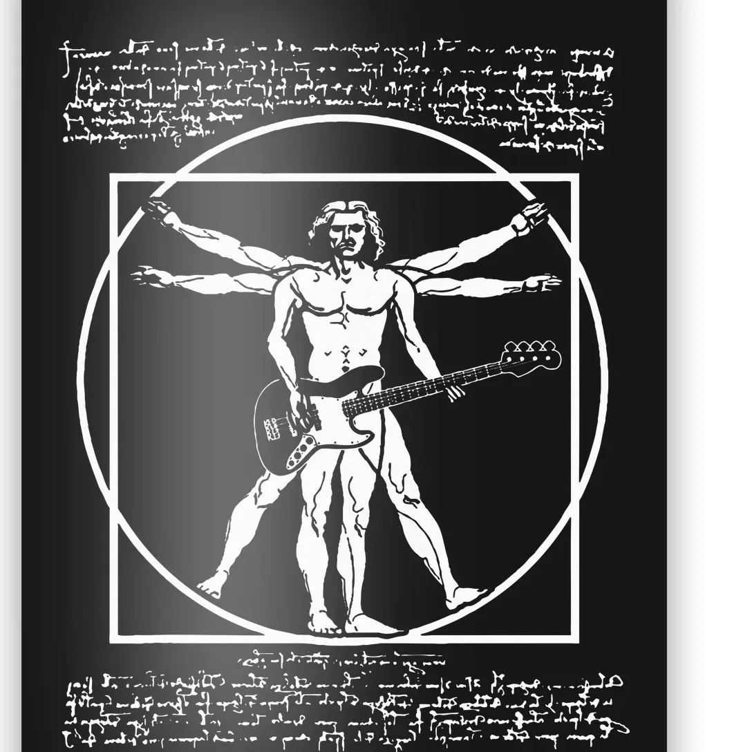 Da Vinci Vitruvian Man Bass Guitar Player Bass Guitarist Poster