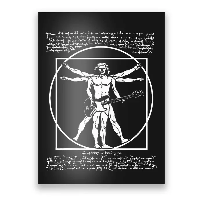 Da Vinci Vitruvian Man Bass Guitar Player Bass Guitarist Poster