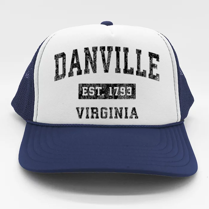 Danville Virginia Va Vintage Established Sports Design Trucker Hat