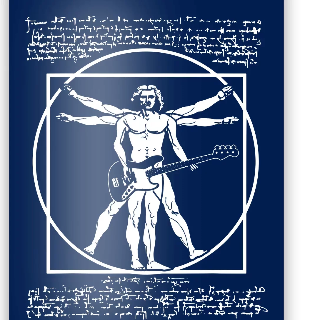 Da Vinci Vitruvian Man Bass Guitar Player Bass Guitarist Poster