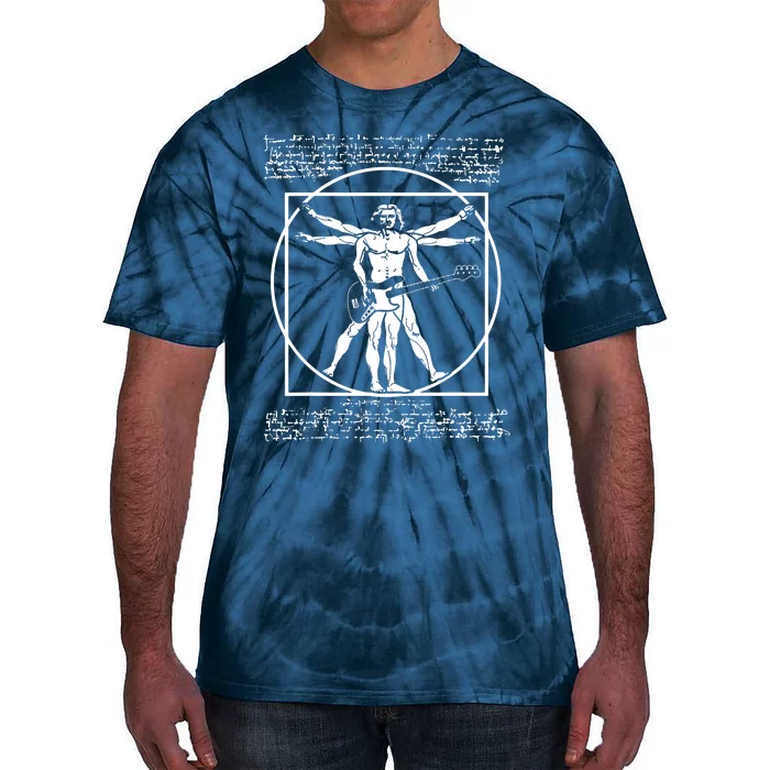 Da Vinci Vitruvian Man Bass Guitar Player Bass Guitarist Tie-Dye T-Shirt