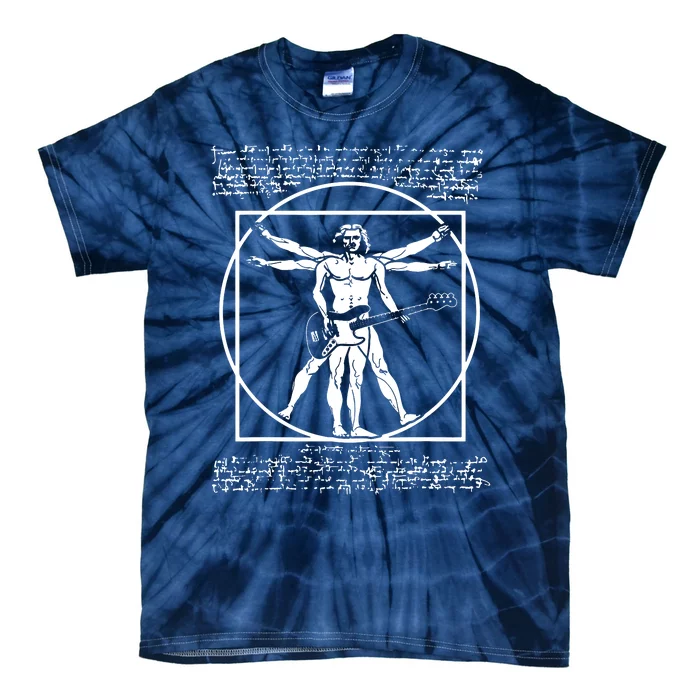 Da Vinci Vitruvian Man Bass Guitar Player Bass Guitarist Tie-Dye T-Shirt