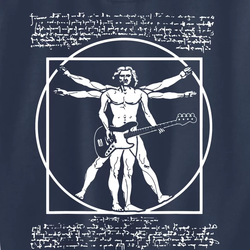 Da Vinci Vitruvian Man Bass Guitar Player Bass Guitarist Kids Sweatshirt