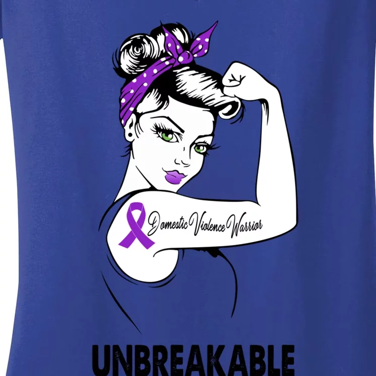 Domestic Violence Warrior Unbreakable Gift Awareness Tee Gift Women's V-Neck T-Shirt