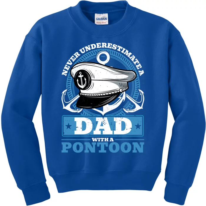 Dad With A Pontoon Boat Captain Boating Fathers Day Great Gift Kids Sweatshirt