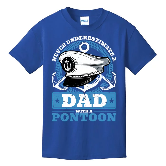 Dad With A Pontoon Boat Captain Boating Fathers Day Great Gift Kids T-Shirt