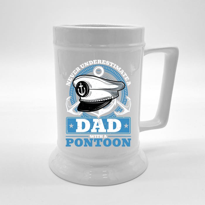 Dad With A Pontoon Boat Captain Boating Fathers Day Great Gift Front & Back Beer Stein