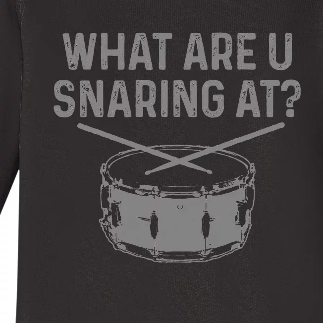 Drummer What Are You Snaring At Funny Drums Snare Baby Long Sleeve Bodysuit