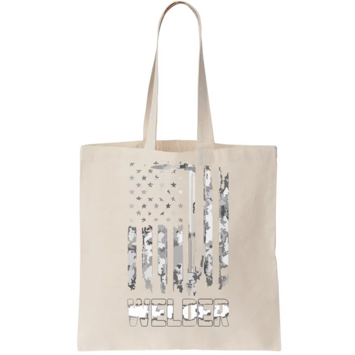 Distressed Welder American Flag USA Patriotic Welder Tote Bag