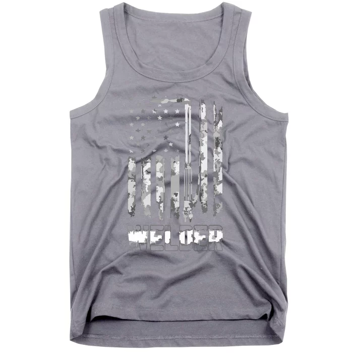 Distressed Welder American Flag USA Patriotic Welder Tank Top