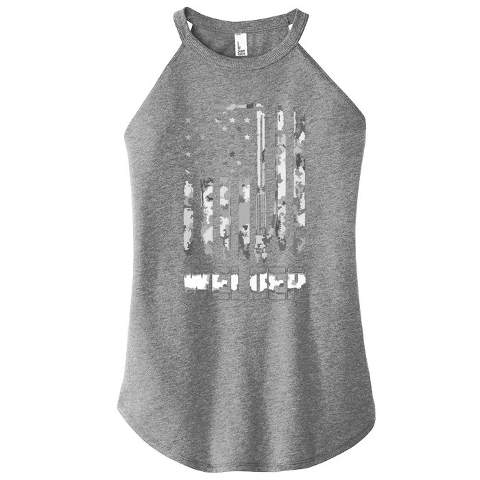 Distressed Welder American Flag USA Patriotic Welder Women’s Perfect Tri Rocker Tank