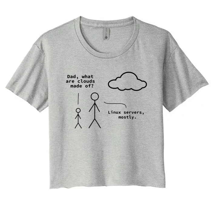 Dad What Are Clouds Made Of Debian Linux Programmer Women's Crop Top Tee