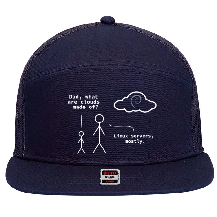 Dad What Are Clouds Made Of? Debian Linux Programmer Gift 7 Panel Mesh Trucker Snapback Hat