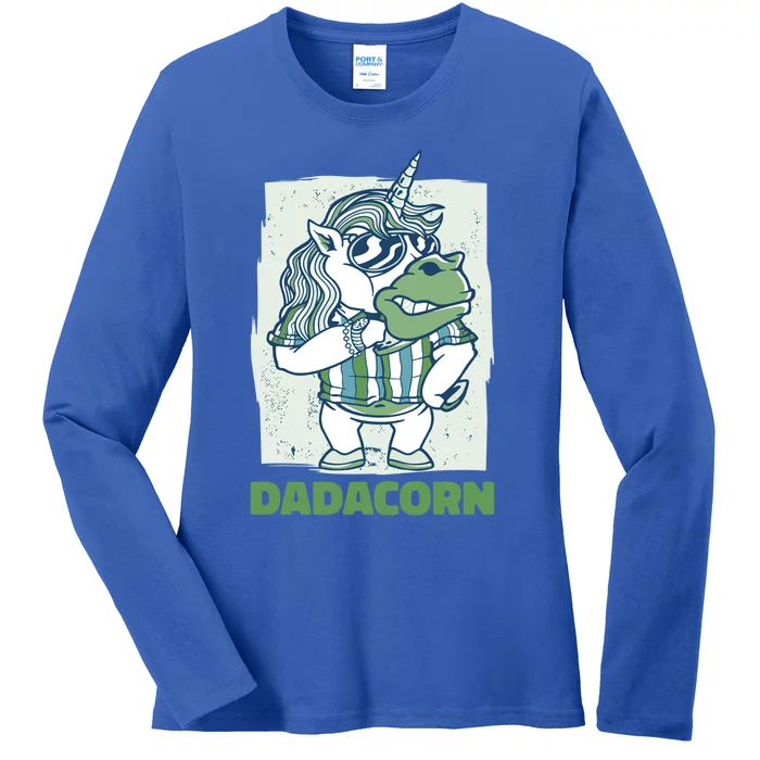 Dadacorn With A Unicorn For Father's Day Gift Ladies Long Sleeve Shirt