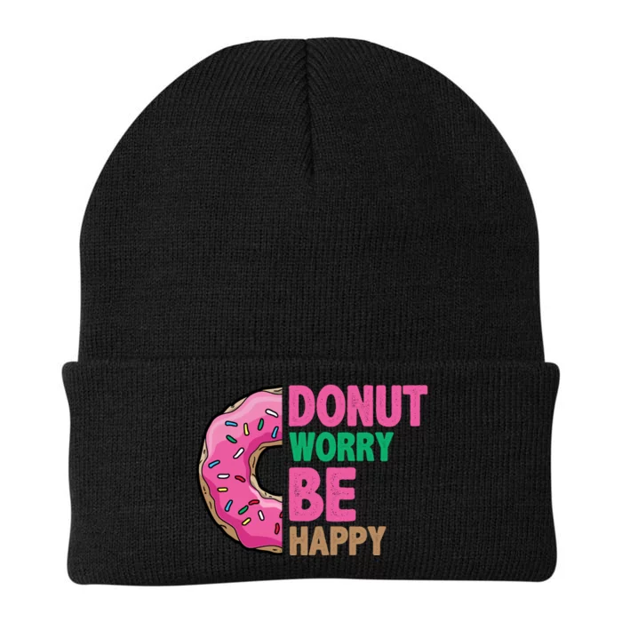 Donut Worry Be Happy Positive Quote Knit Cap Winter Beanie