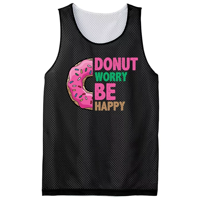 Donut Worry Be Happy Positive Quote Mesh Reversible Basketball Jersey Tank