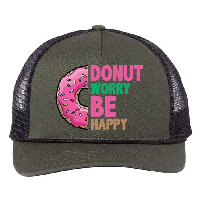 Donut Worry Be Happy Positive Quote Retro Rope Trucker Hat Cap