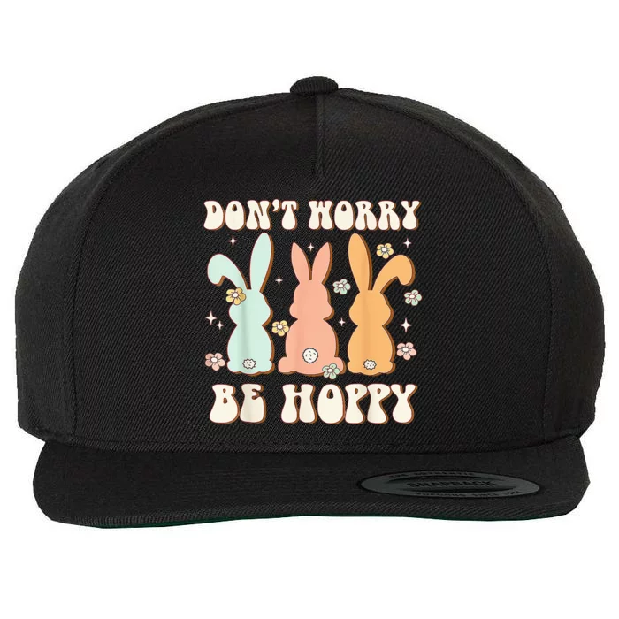 Don't Worry Be Hoppy Rabbit Cute Bunny Flowers Easter Day Wool Snapback Cap