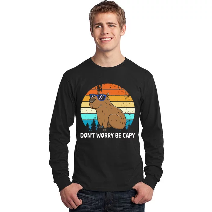 DonT Worry Be Capy Distressed Capybara Styles Animal Lover Tall Long Sleeve T-Shirt