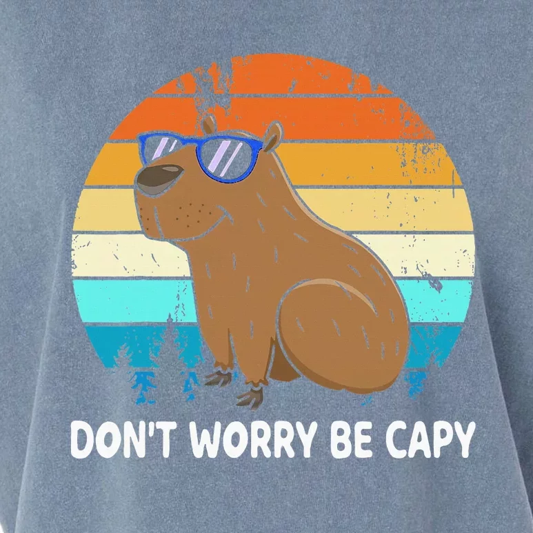 DonT Worry Be Capy Distressed Capybara Styles Animal Lover Garment-Dyed Women's Muscle Tee