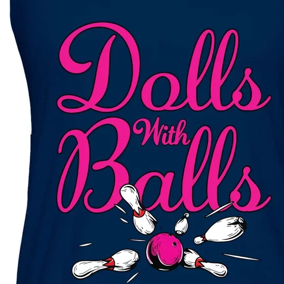 Dolls With Balls, Funny Women Bowling Team Name Ladies Essential Flowy Tank