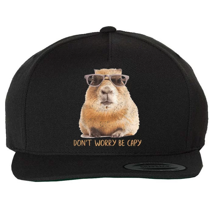 Dont Worry Be Capy Capybara Funny Capybara Lovers Wool Snapback Cap