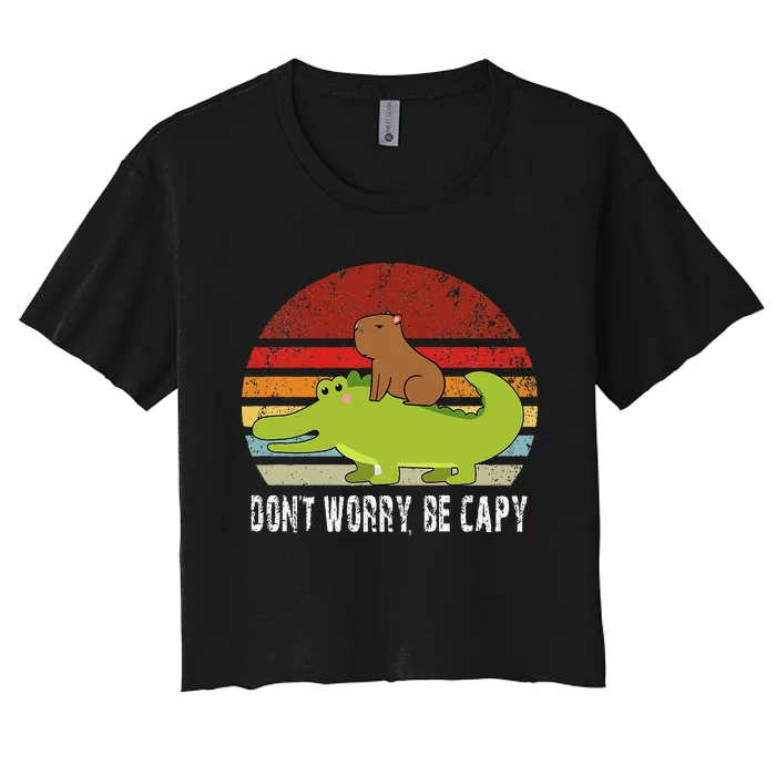 Dont Worry Be Capy Pet Dad Mom Women's Crop Top Tee