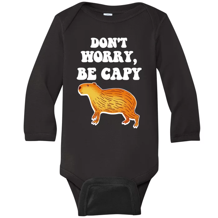 Don't Worry Be Capy Baby Long Sleeve Bodysuit