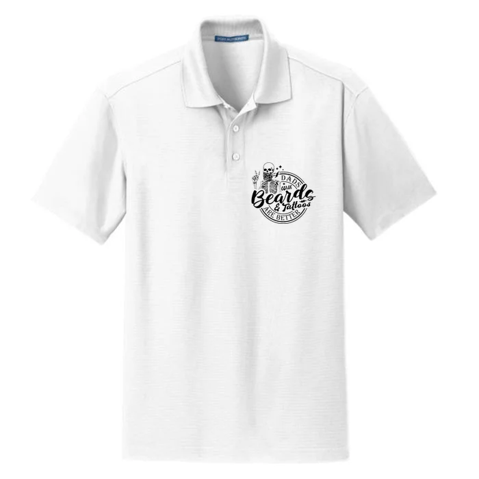 Dads With Beards And Tattoos Skeleton Fun Design Dry Zone Grid Performance Polo