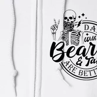 Dads With Beards And Tattoos Skeleton Fun Design Full Zip Hoodie