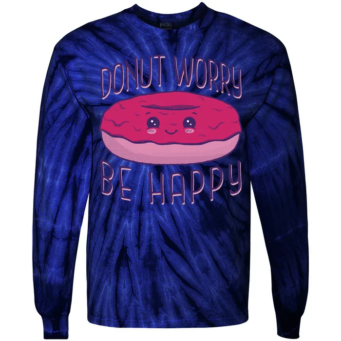 Donut Worry Be Happy Cute Gift Tie-Dye Long Sleeve Shirt