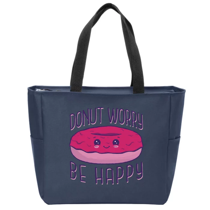 Donut Worry Be Happy Cute Gift Zip Tote Bag