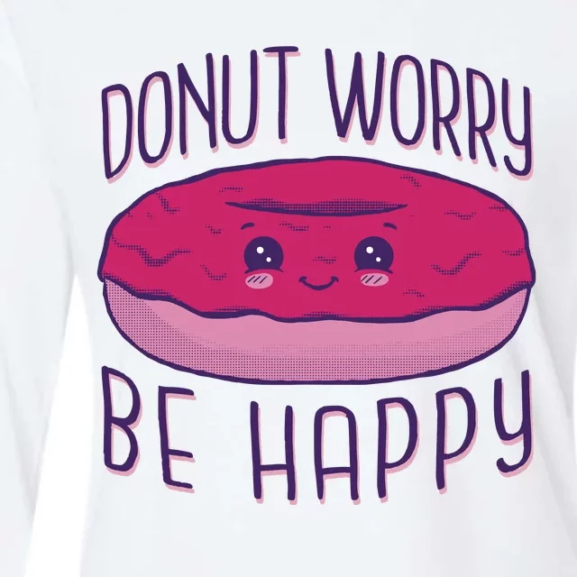 Donut Worry Be Happy Cute Gift Womens Cotton Relaxed Long Sleeve T-Shirt