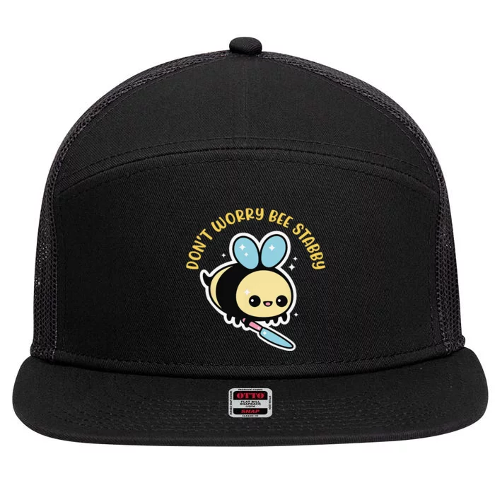 Don't Worry Bee Happy Whisperer Funny Bee Knife Quote 7 Panel Mesh Trucker Snapback Hat