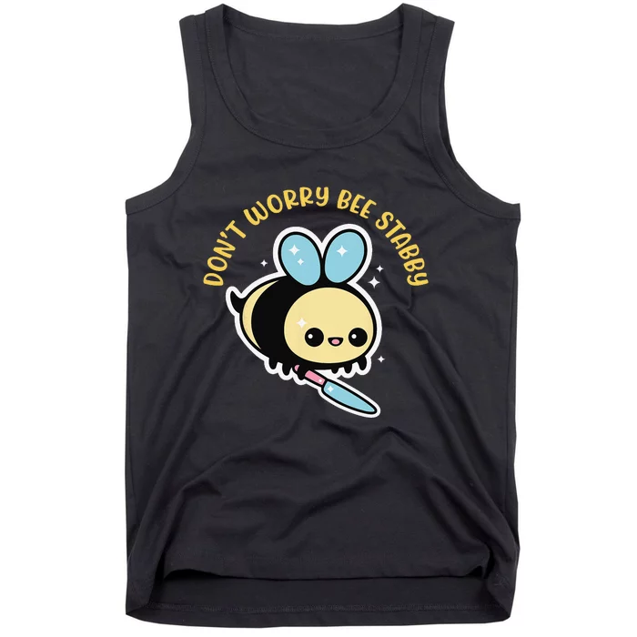 Don't Worry Bee Happy Whisperer Funny Bee Knife Quote Tank Top