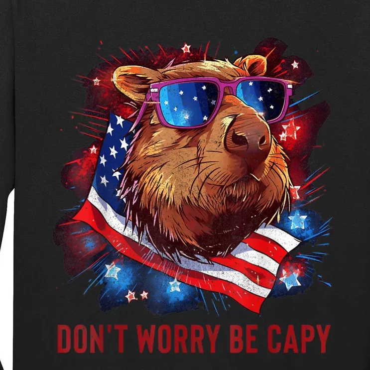 Dont Worry Be Capy Capybara Tall Long Sleeve T-Shirt