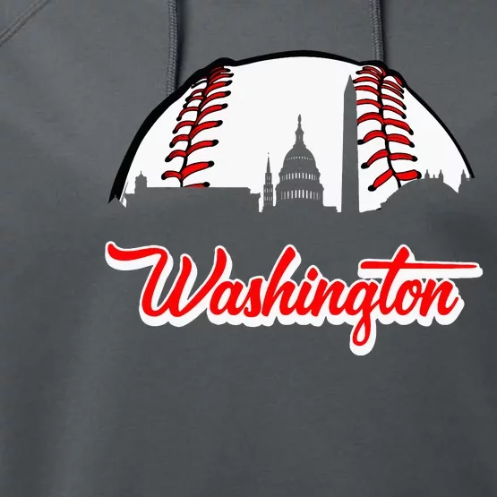 Distressed Washington Baseball Usa Lover Performance Fleece Hoodie