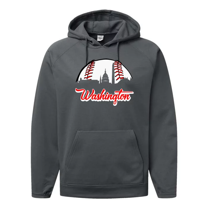 Distressed Washington Baseball Usa Lover Performance Fleece Hoodie