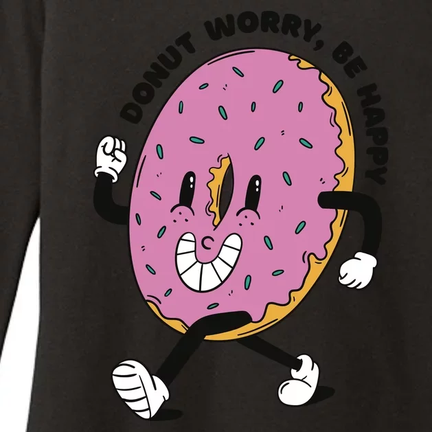 Donut Worry Be Happy Positive Womens CVC Long Sleeve Shirt