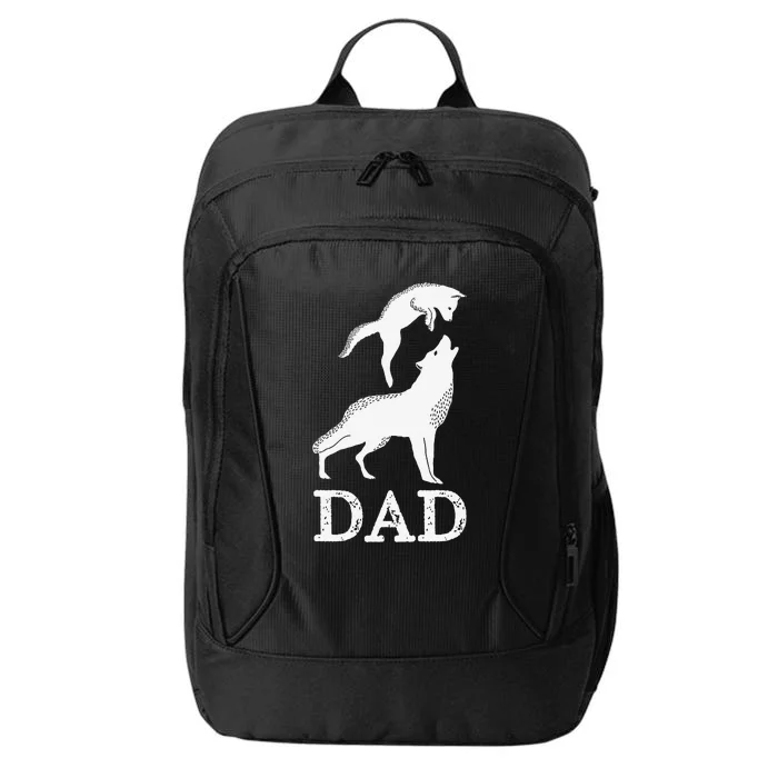 Dad Wolf & Baby Wolf And Love Family Design Fathers Day City Backpack