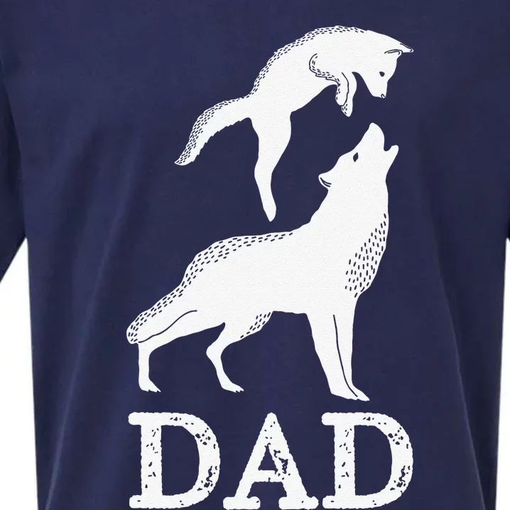 Dad Wolf & Baby Wolf And Love Family Design Fathers Day Sueded Cloud Jersey T-Shirt