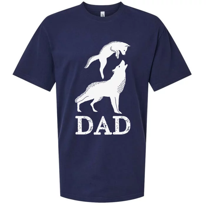 Dad Wolf & Baby Wolf And Love Family Design Fathers Day Sueded Cloud Jersey T-Shirt