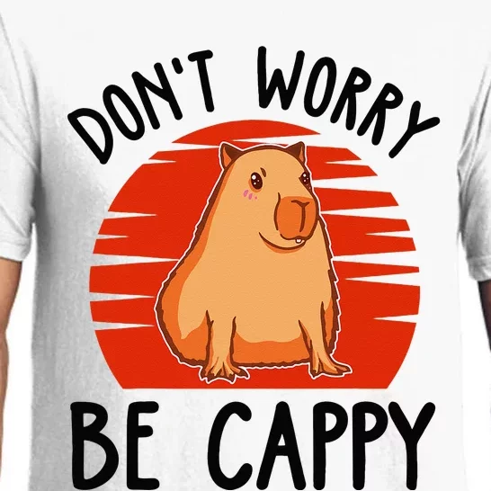 Dont Worry Be Cappy Capybara Animal Lover Funny Pajama Set