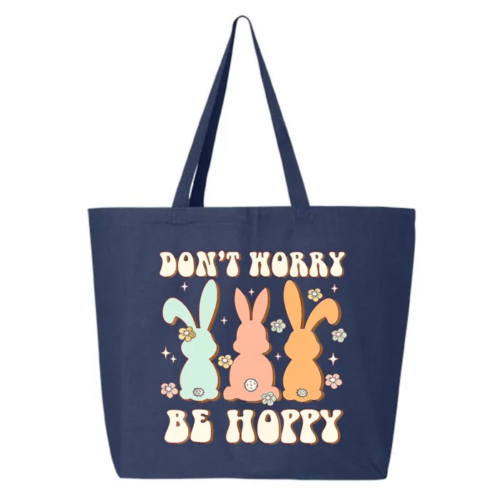 Don't Worry Be Hoppy Rabbit Cute Bunny Flowers Easter Day 25L Jumbo Tote