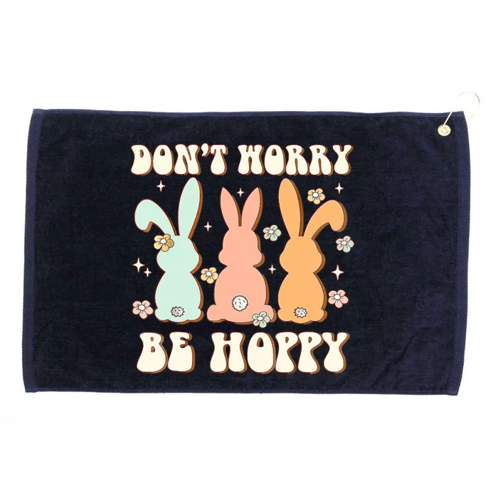 Don't Worry Be Hoppy Rabbit Cute Bunny Flowers Easter Day Grommeted Golf Towel