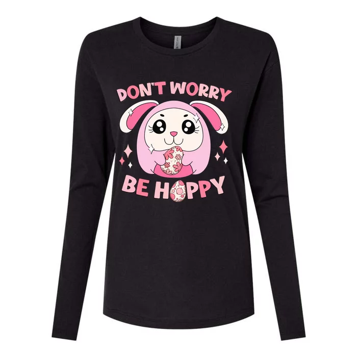 Don't Worry Be Hoppy Squishmallow Cute Bunny Easter Day Costume Gift Idea Womens Cotton Relaxed Long Sleeve T-Shirt