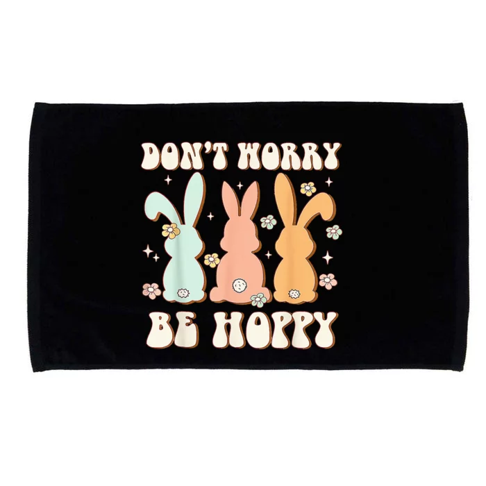 Don't Worry Be Hoppy Rabbit Cute Bunny Flowers Microfiber Hand Towel