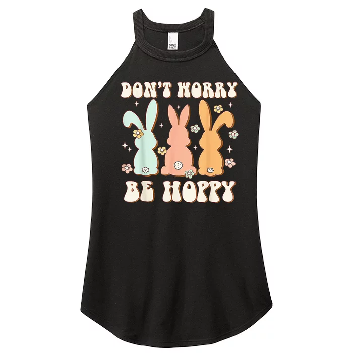 Don't Worry Be Hoppy Rabbit Cute Bunny Flowers Women’s Perfect Tri Rocker Tank